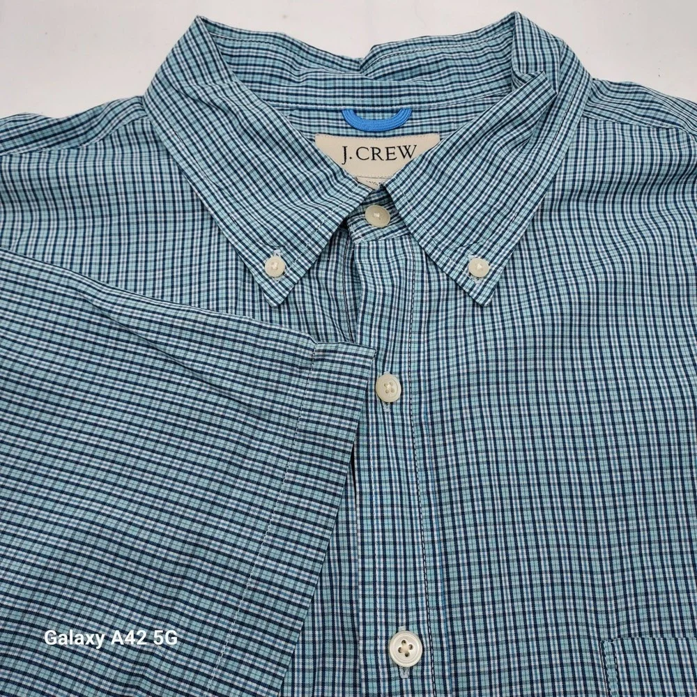 J Crew‎ Mens Button Down Shirt Plaid Short Sleeve Casual Button Up XL